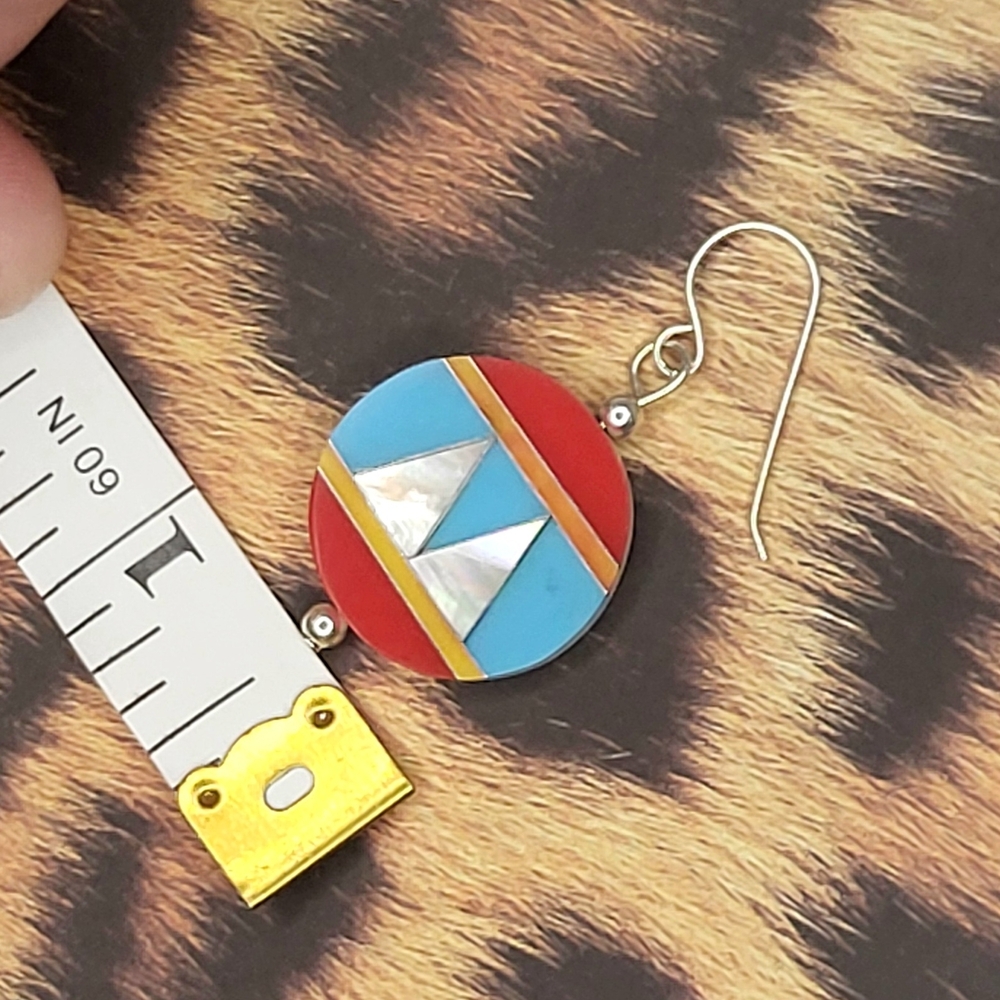 Colorful Geometric Inlay Earrings - Picture 7 of 7